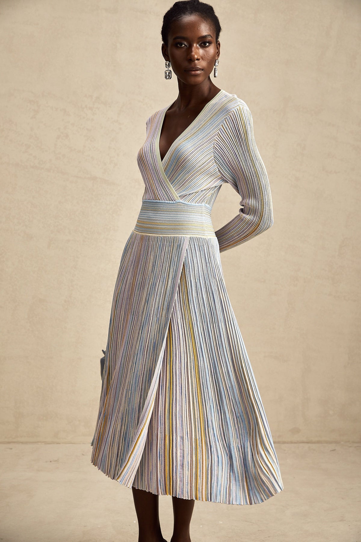 Amelie örme midi elbise