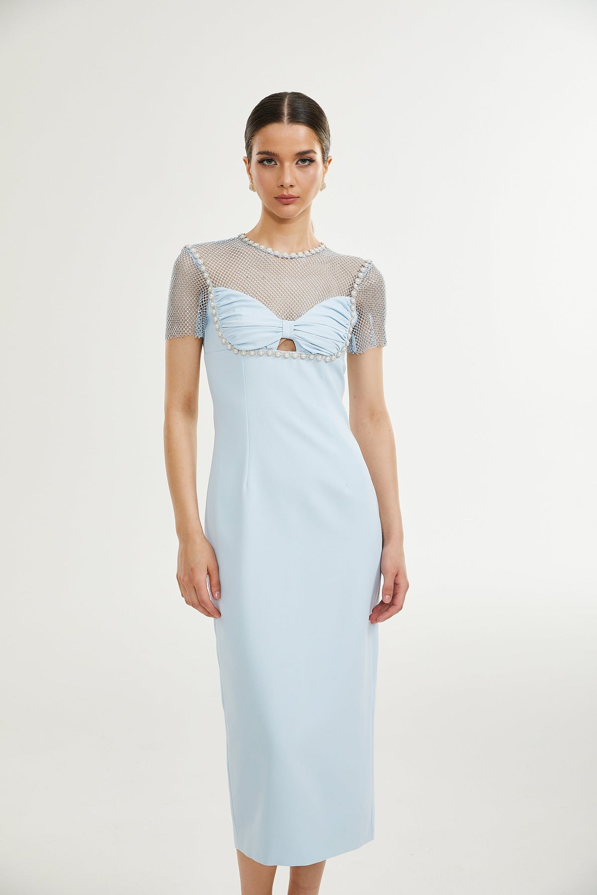 Lilas midi elbise