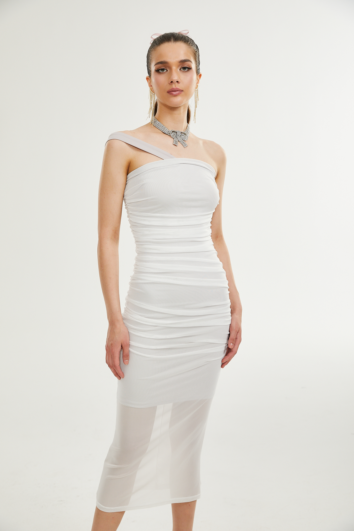 Nereida pile midi elbise