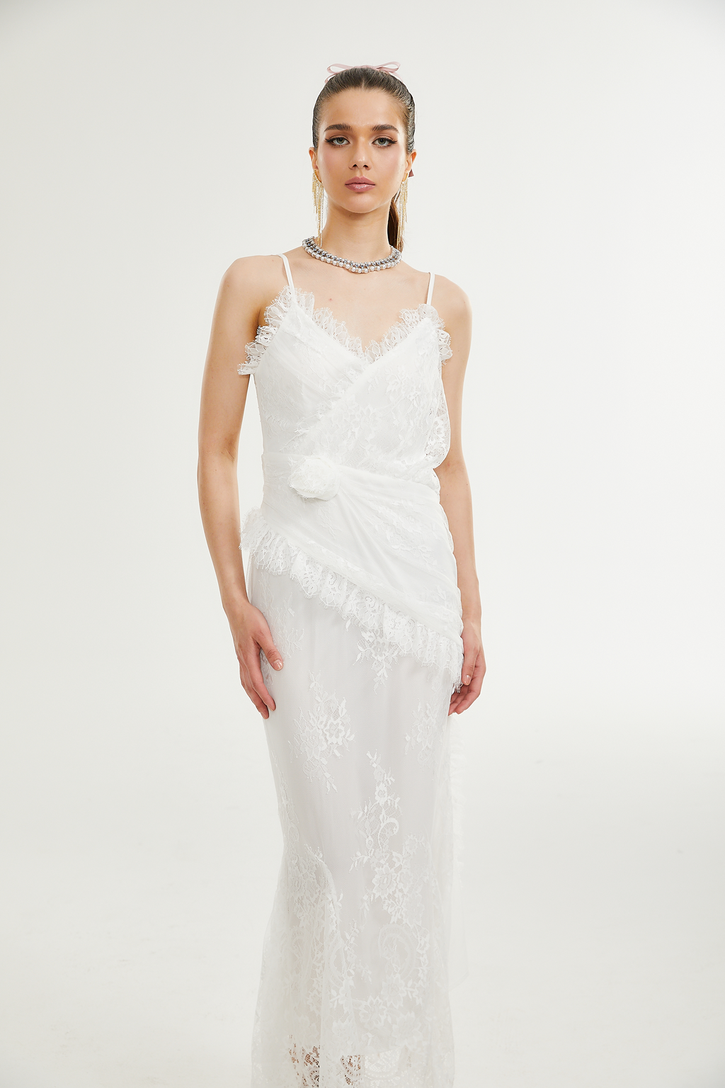 Larelle dantel midi elbise