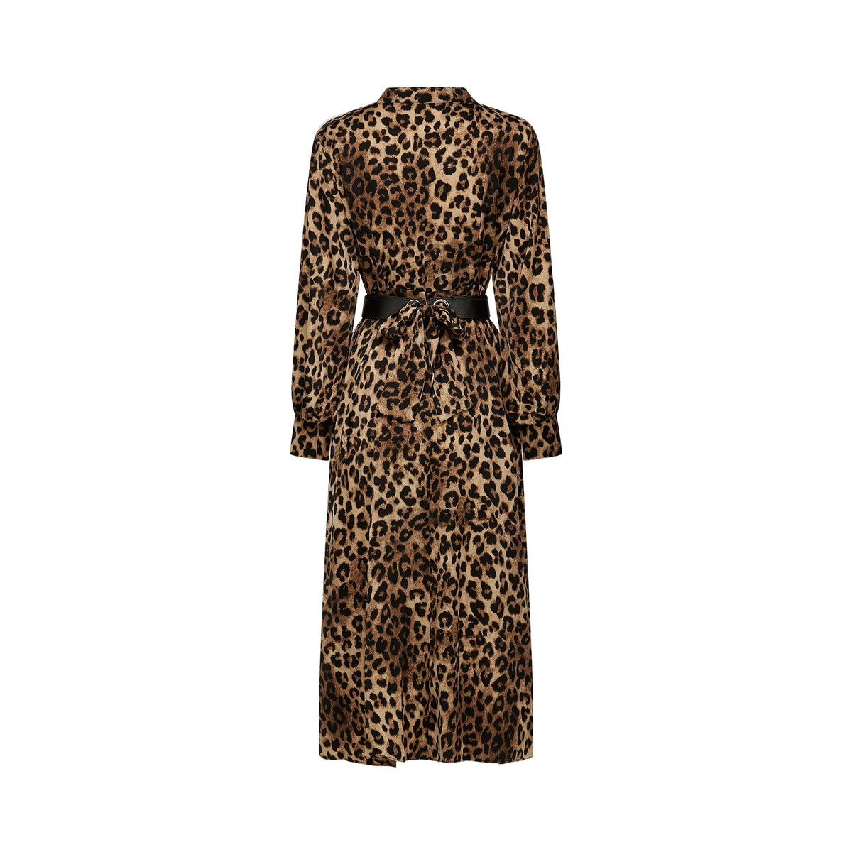 Geneviève leopar midi elbise