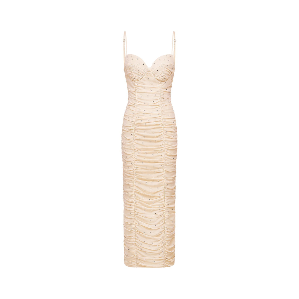 Priscille kristal midi elbise