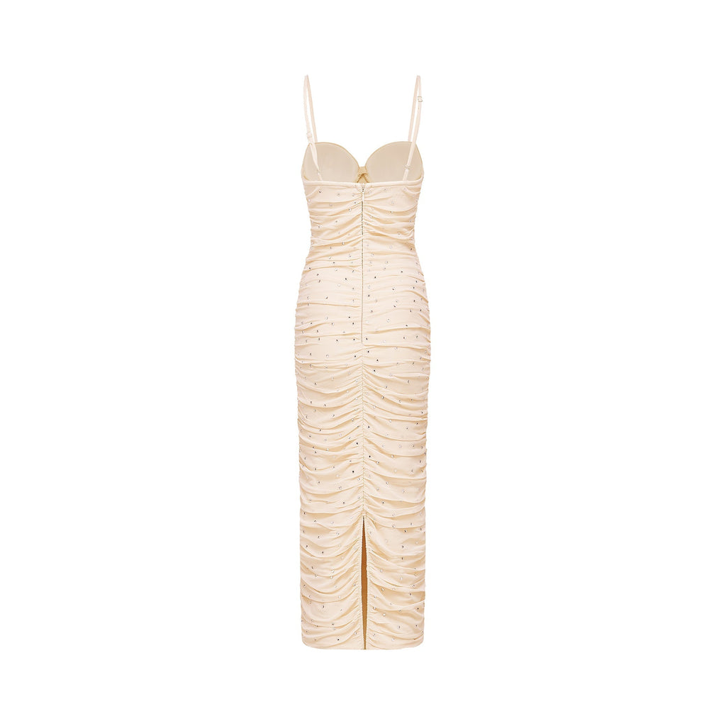 Priscille kristal midi elbise