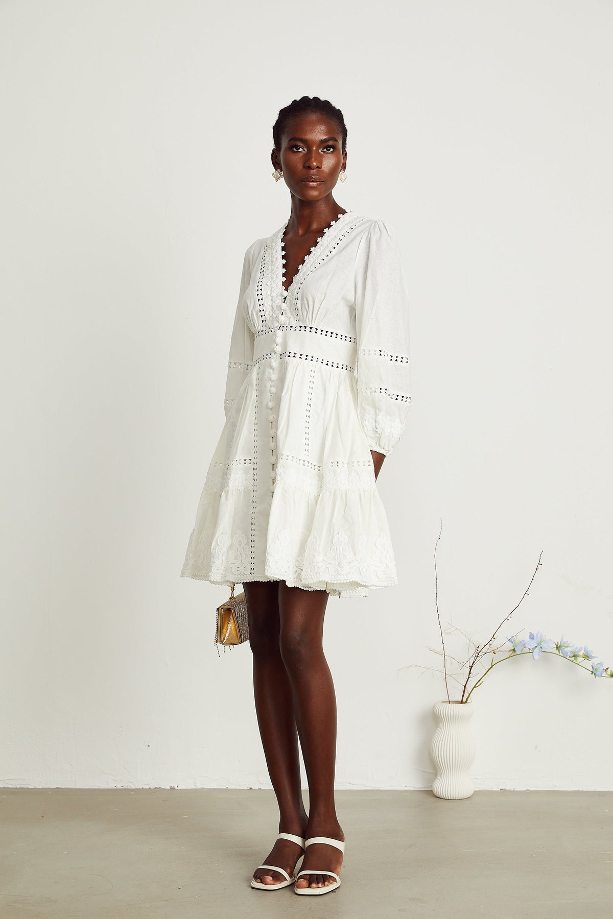 Sadie dantel mini elbise