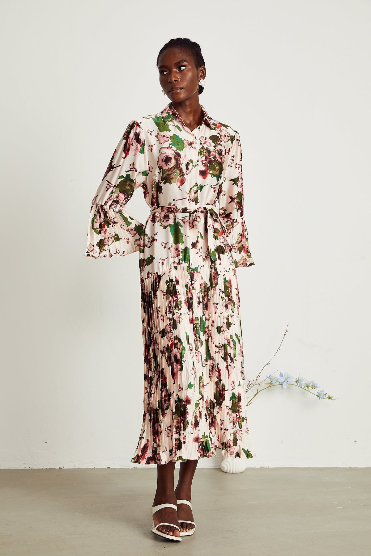 Diane pile midi elbise