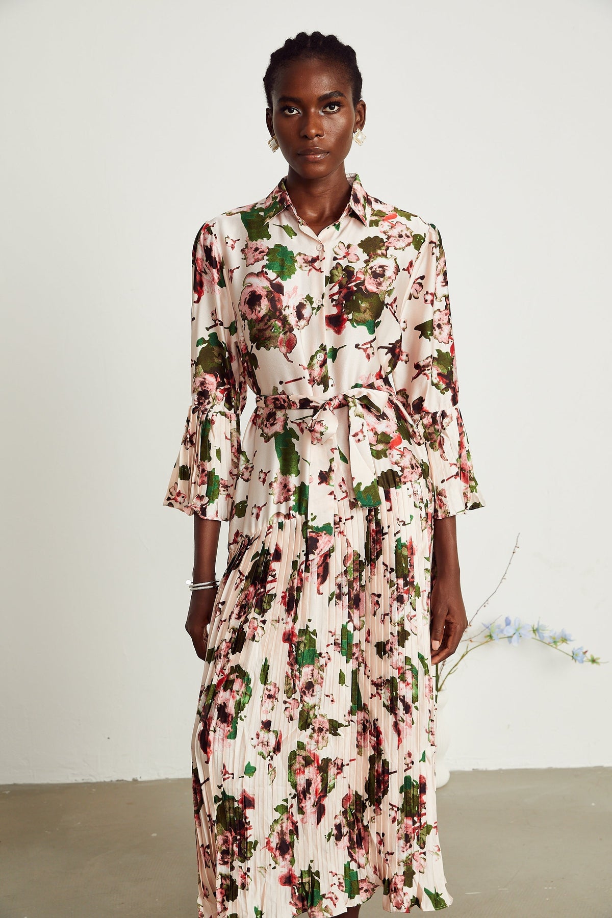 Diane pile midi elbise