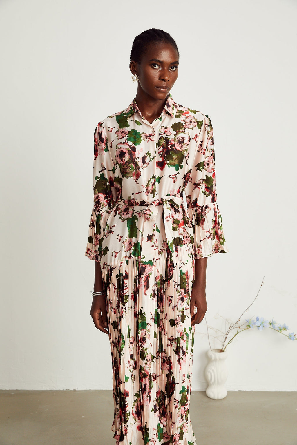 Diane pile midi elbise