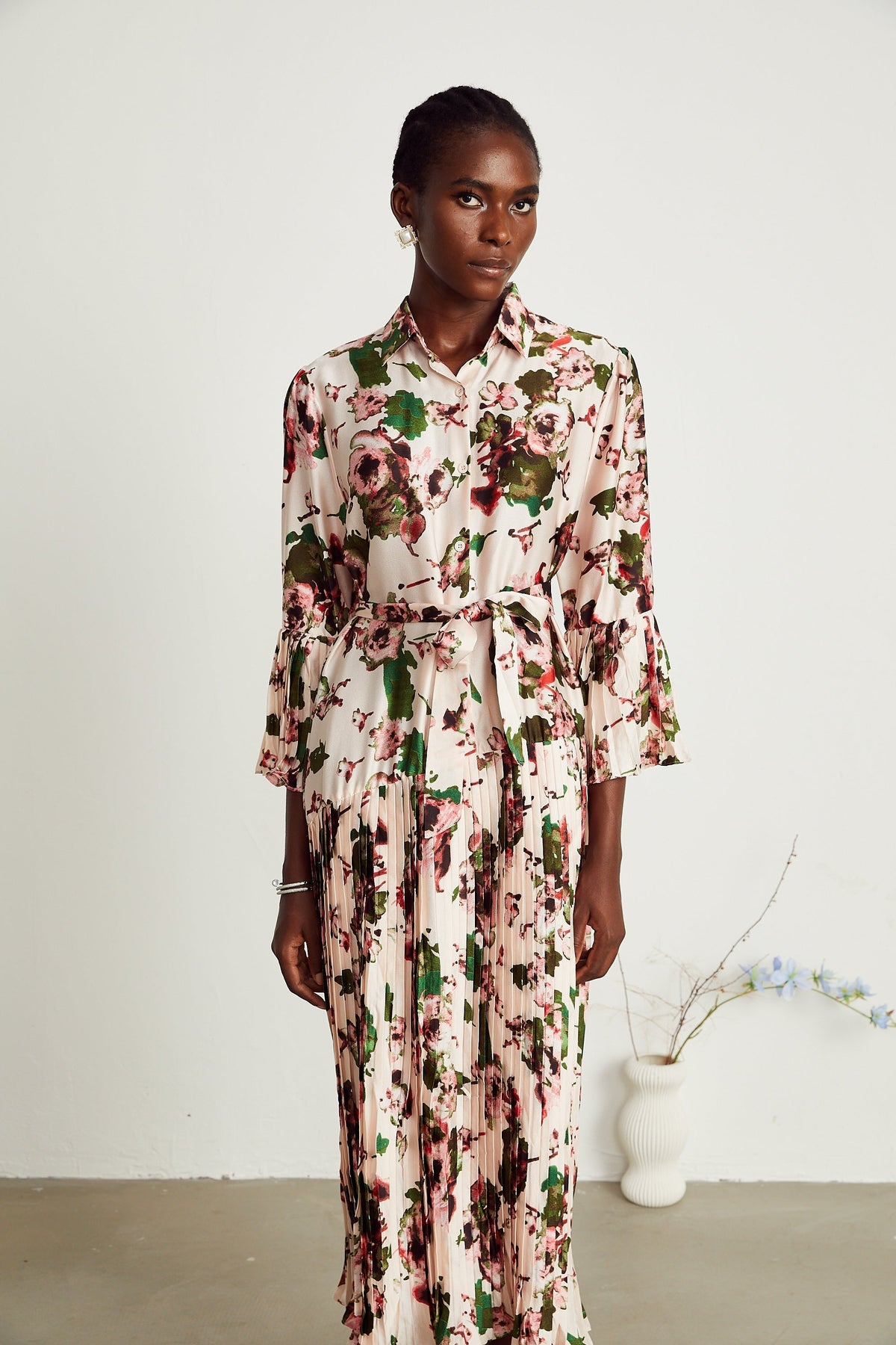 Diane pile midi elbise