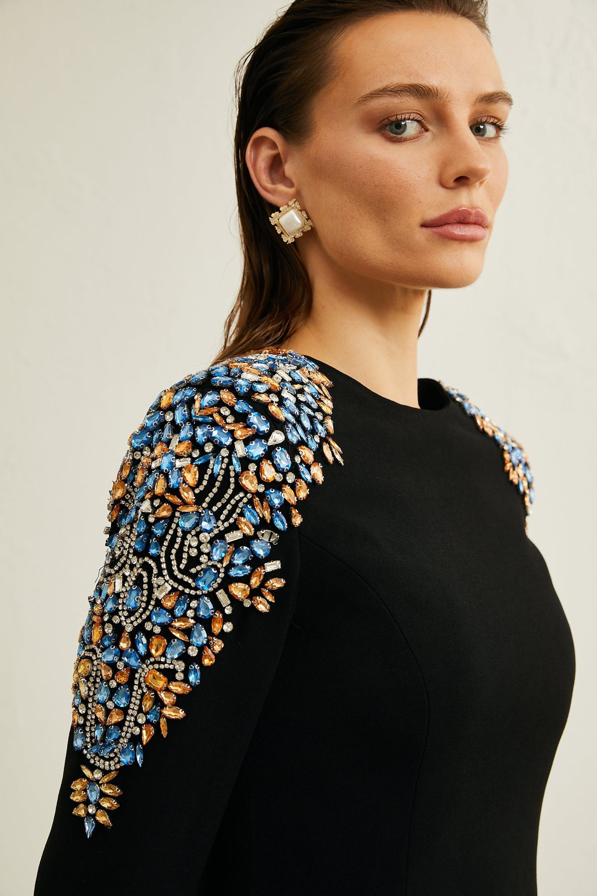 Maëlys kristal midi elbise