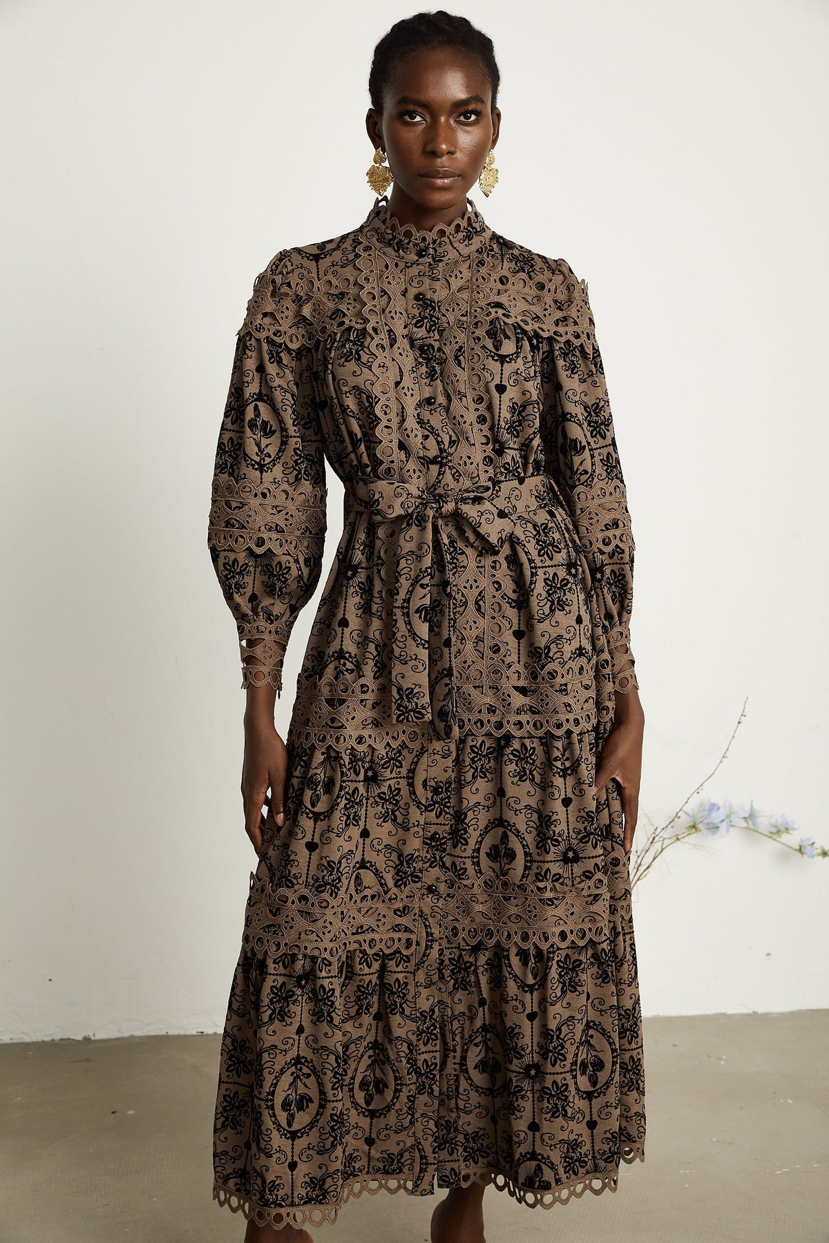 Clothilde desen midi elbise
