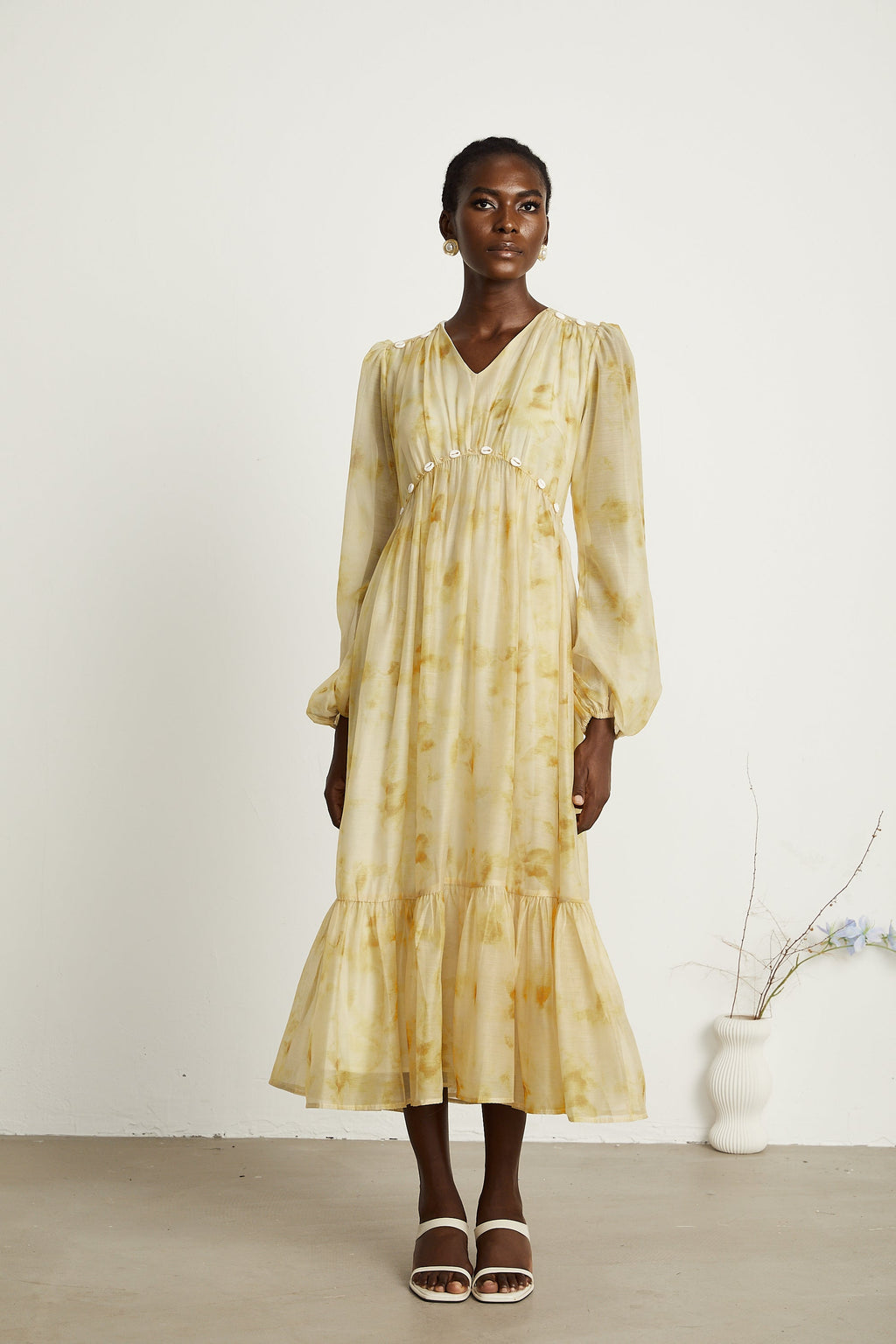 Vanessa shell midi elbise