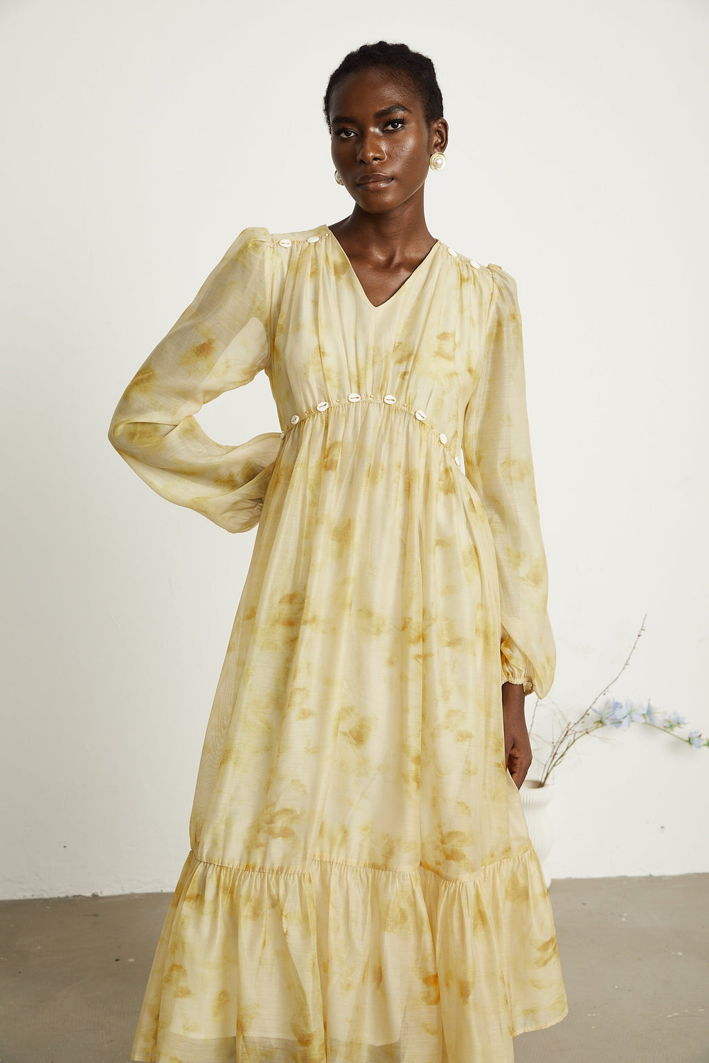 Vanessa shell midi elbise