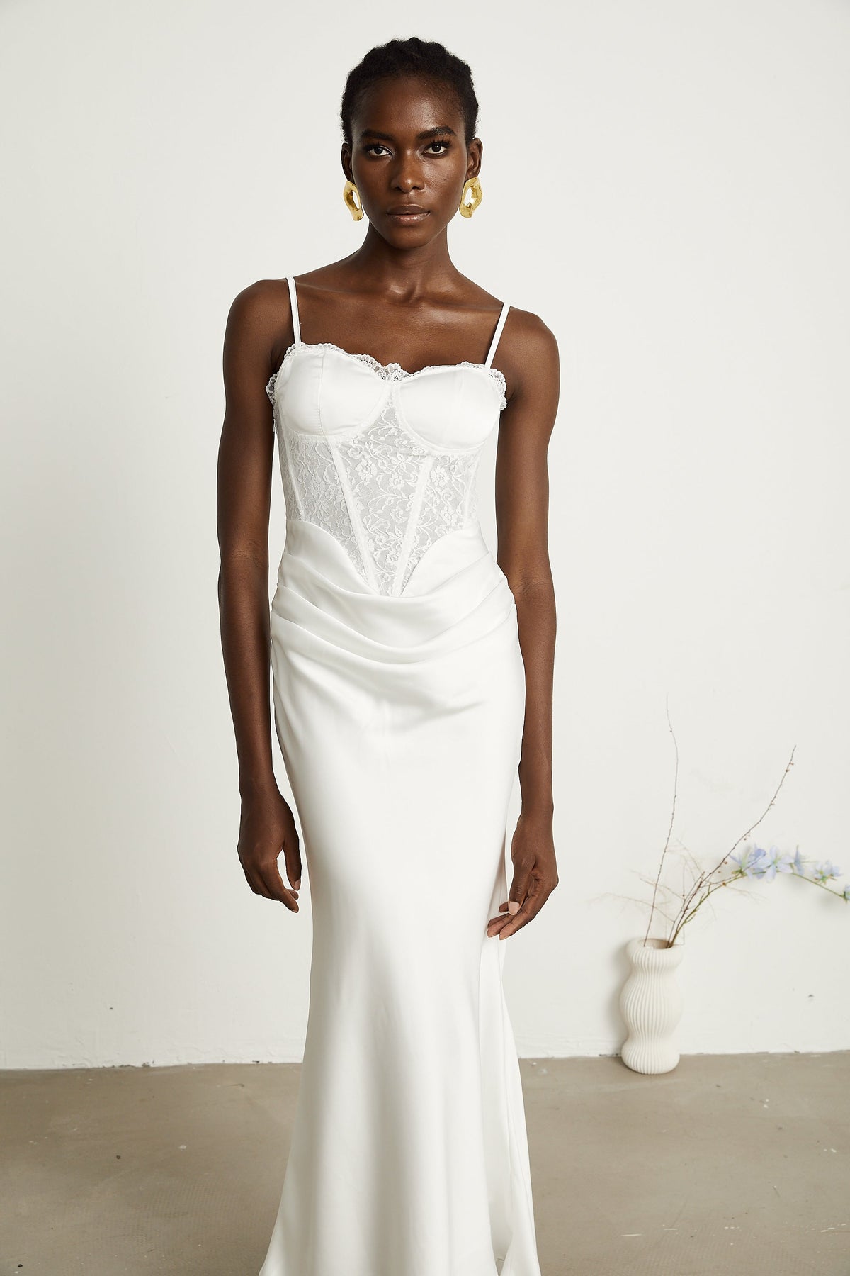 Armelle dantel midi elbise