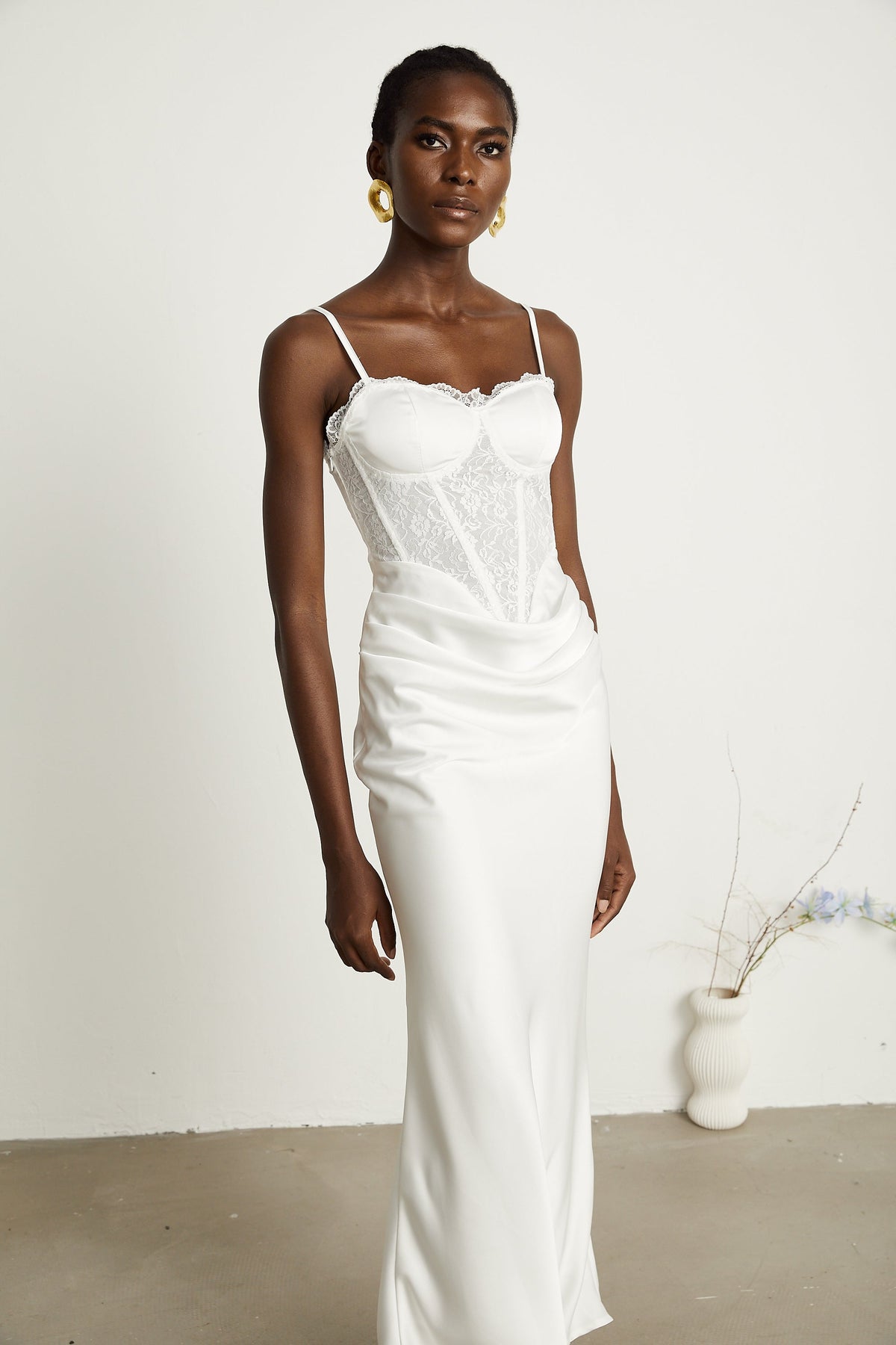 Armelle dantel midi elbise