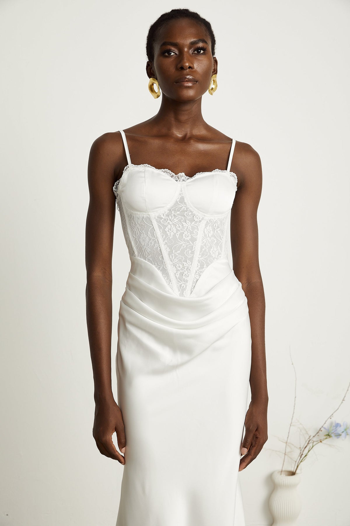 Armelle dantel midi elbise