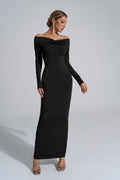 Isabella Siyah Uzun Kollu Bodycon Maxi Elbise