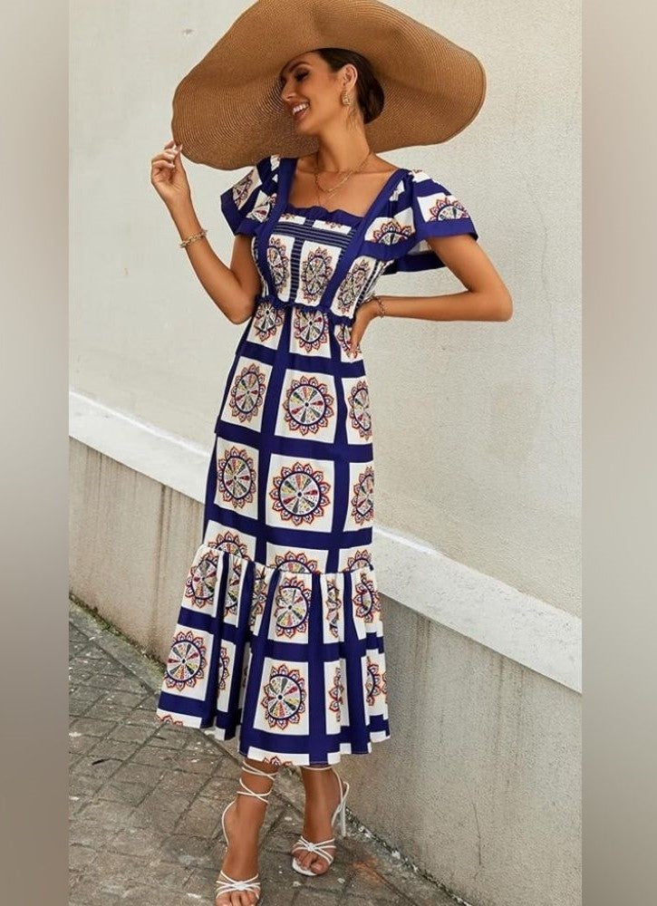 Patchwork Maxi Elbise