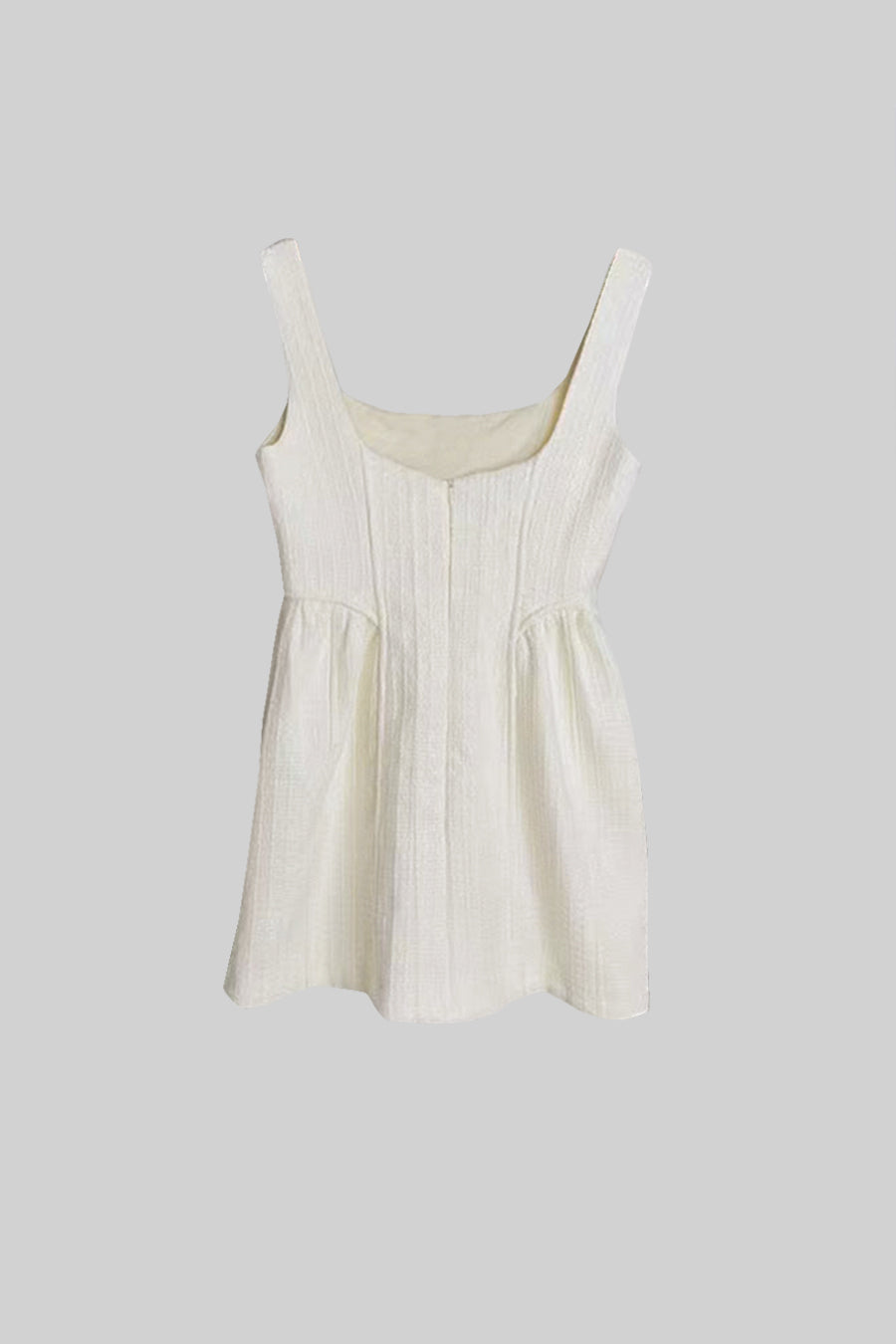 Fitted Bodice ile Dokulu Kolsuz Mini Elbise