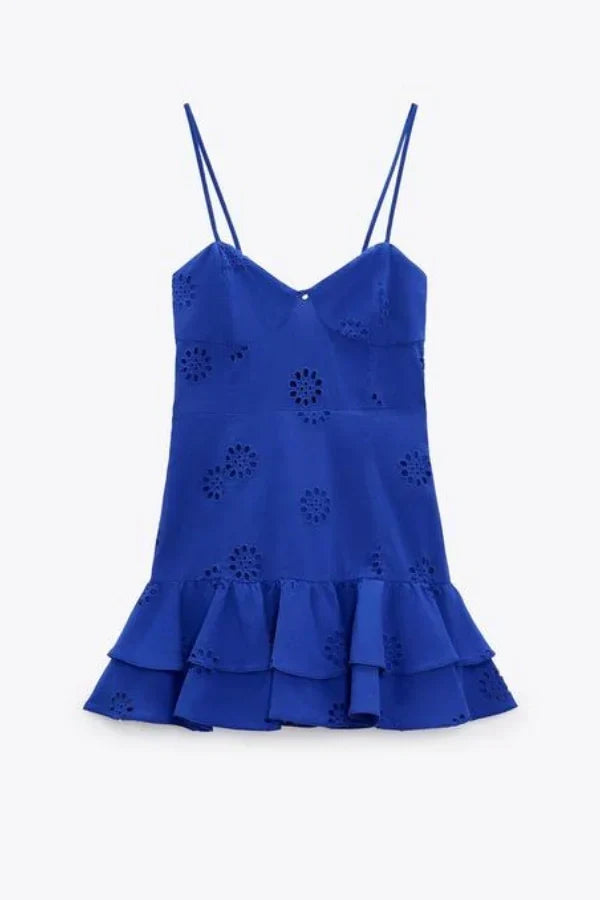 Azure Elegance Kuşgözlü Mini Elbise