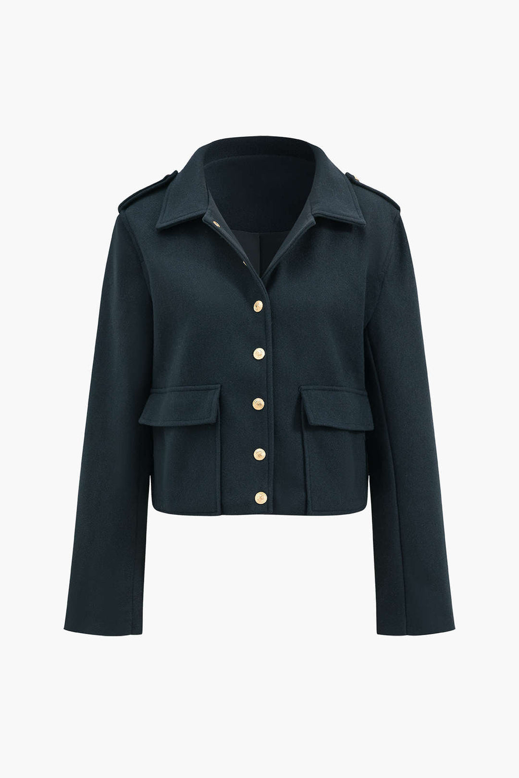 Button Pocket Long Sleeve Ceket