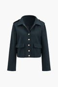 Button Pocket Long Sleeve Ceket