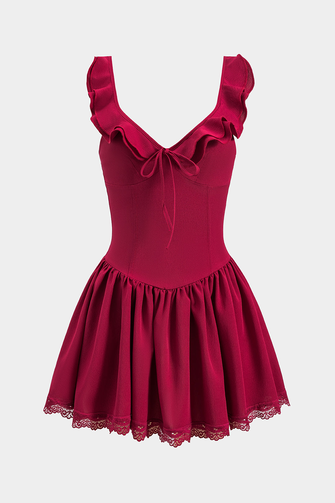 Büzgülü Bağcıklı Fırfırlı Büstiyer Mini Elbise