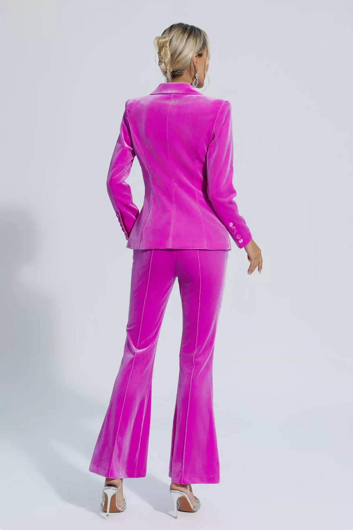 Aleena Macenta Kadife Blazer Takım
