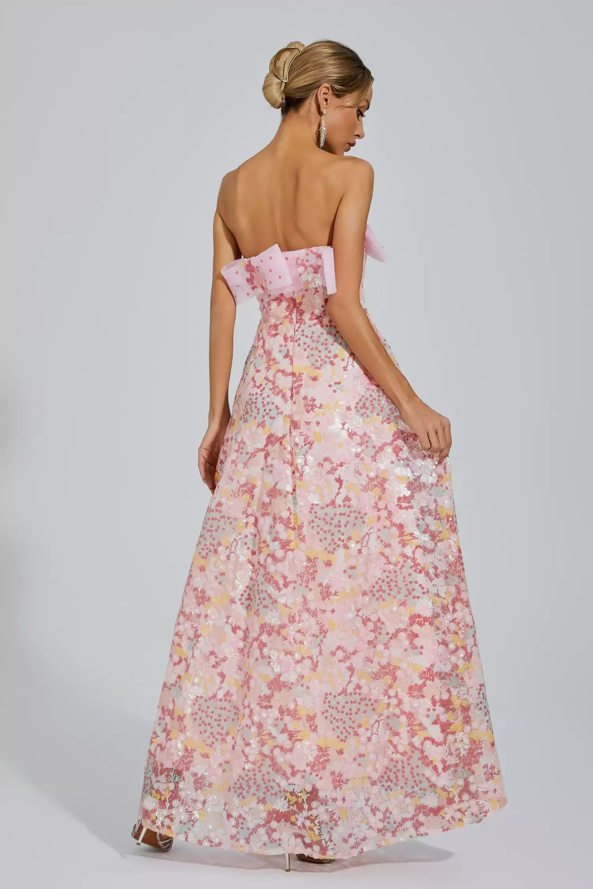 Aspyn Pembe Payet Bodycon Maxi Elbise