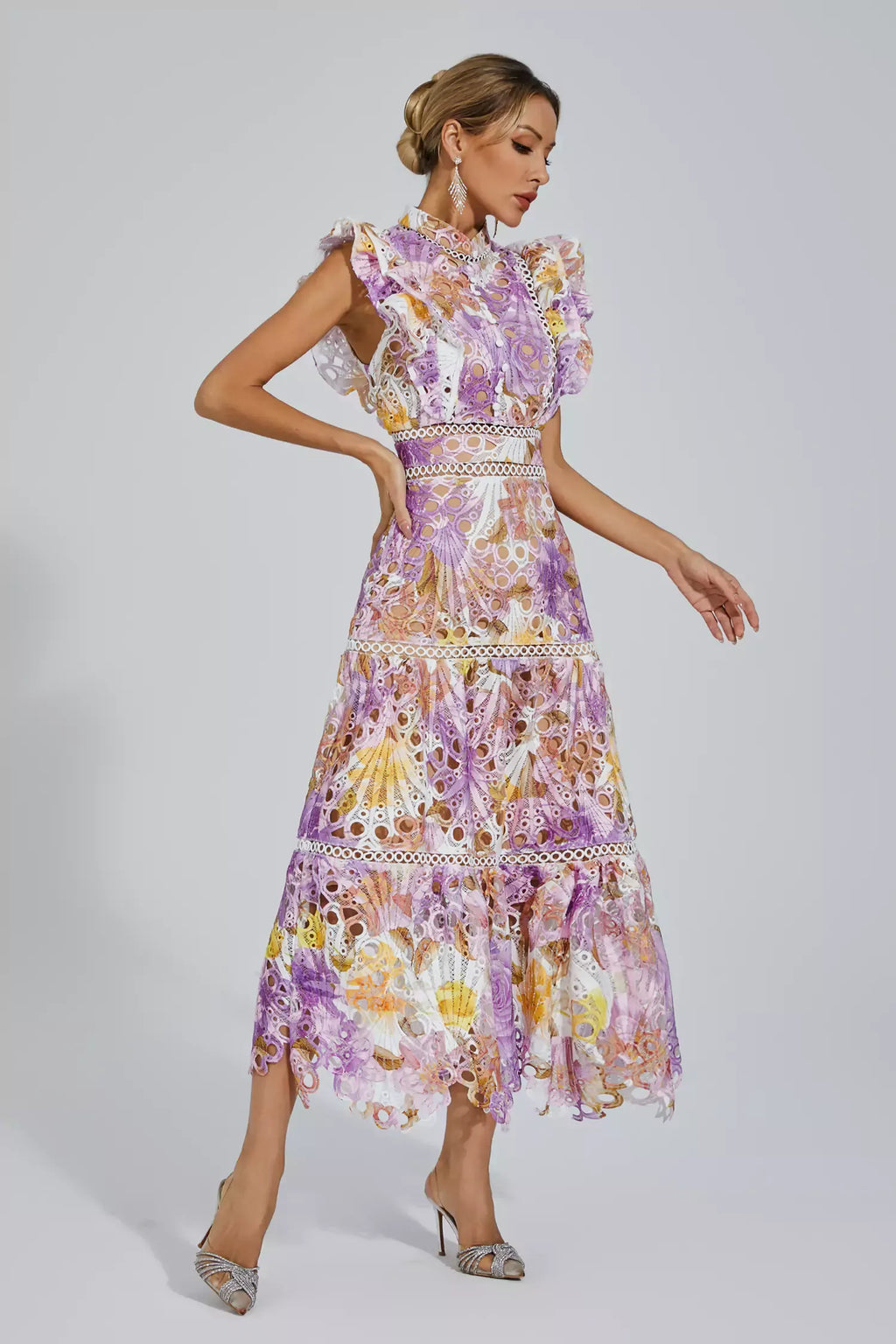 Ayleen Mor Hollow Kolsuz Maxi Elbise