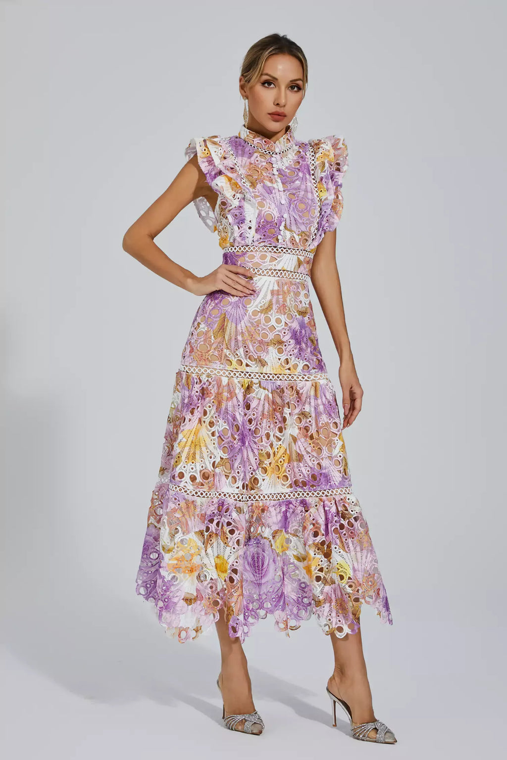 Ayleen Mor Hollow Kolsuz Maxi Elbise