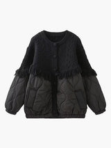 Patchwork Kablo Örgü Kapitone Mont