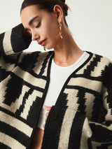 Geometrik Desenli Kimono Hırka