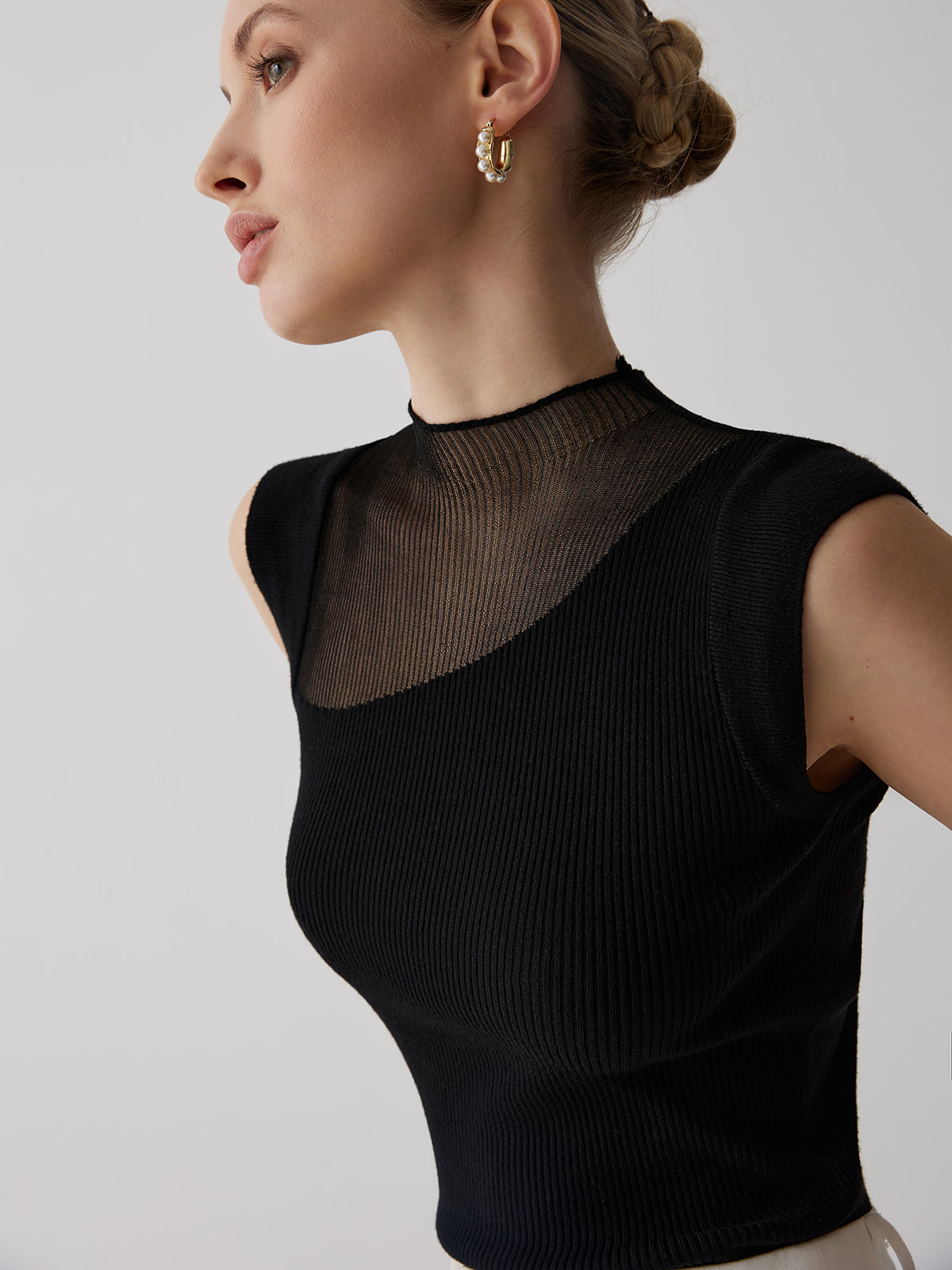 Mesh Patchwork Kolsuz Üst