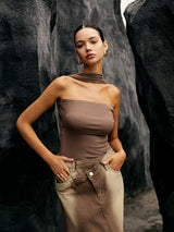 Düz Jersey Halter Tüp Üst