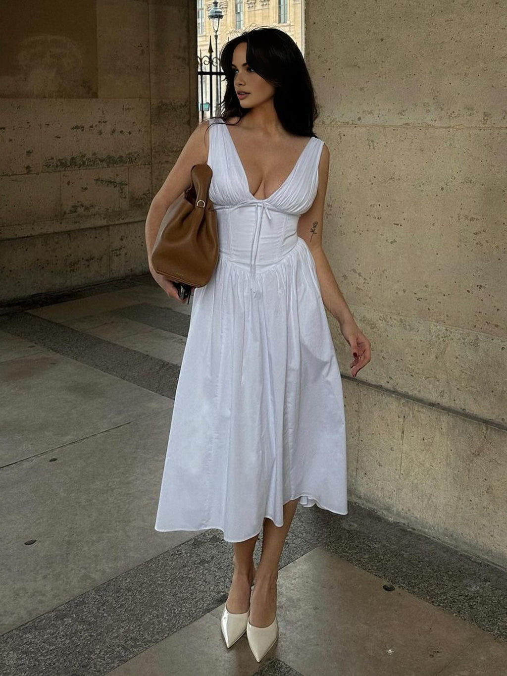 Sade Kolsuz Midi Elbise