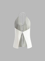 Pamuk Ve Keten Sırtı Açık Askılı Üst Şort Takımı