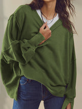 Düz Pamuklu Yırtık Sweat