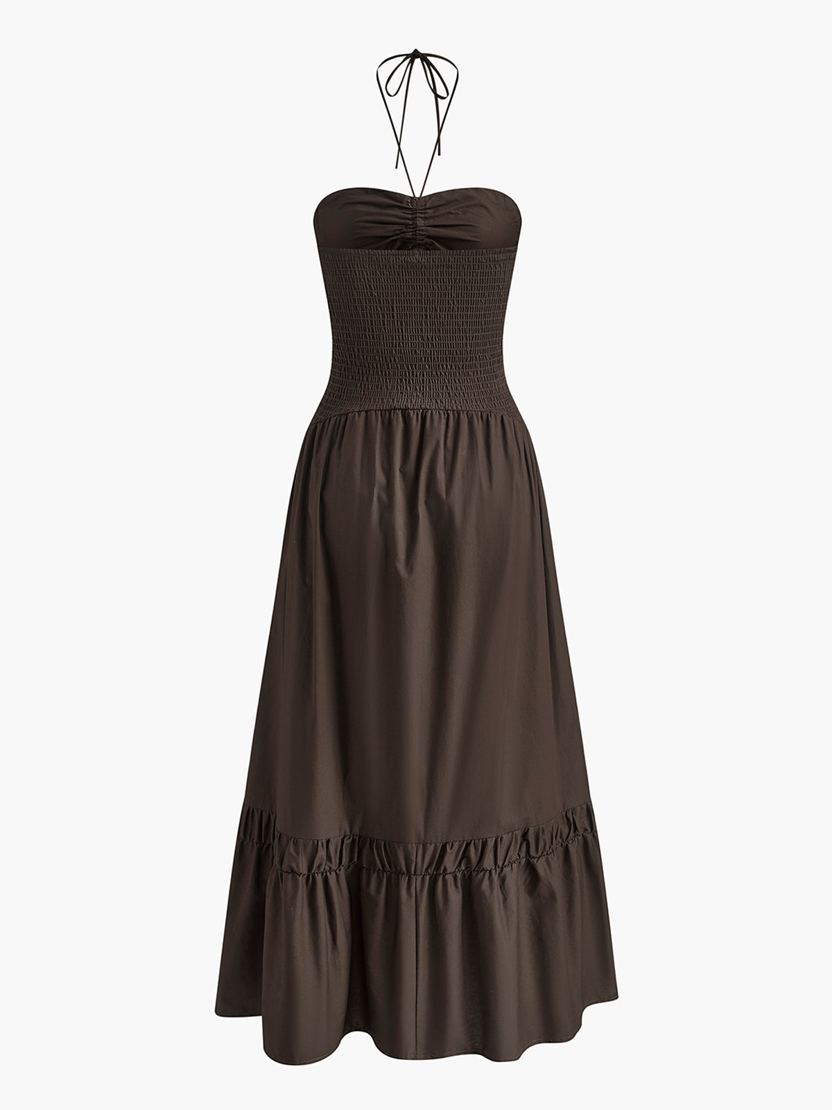 Halter Yaka Pamuklu Maxi Elbise