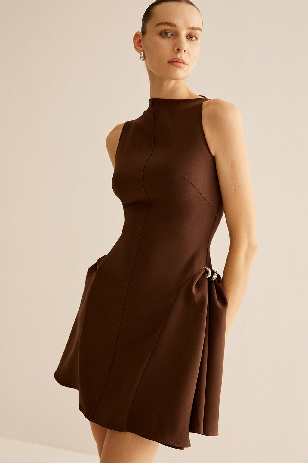 Samantha Asimetrik Kloş Mini Elbise