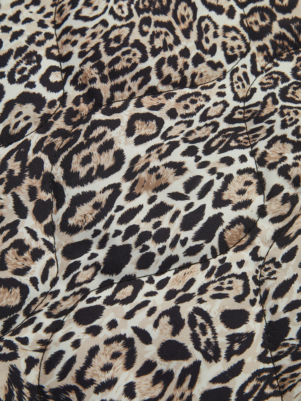 Kontrast Kenarlı Leopar Desenli Kışlık Mont