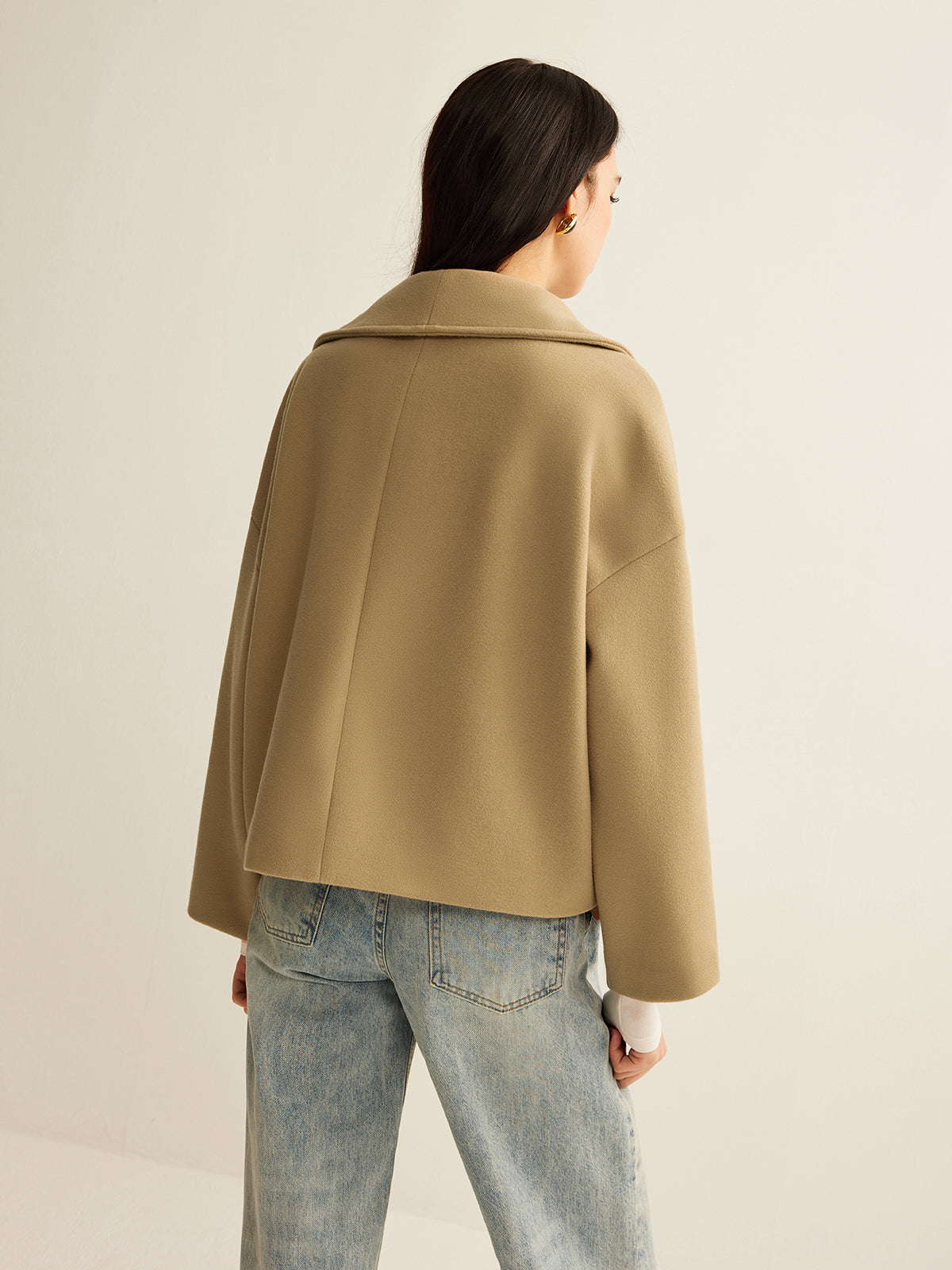 Büyük Yaka Tweed Mont