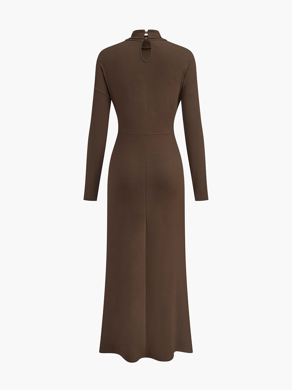 Turtleneck Düğümlü Pileli Uzun Elbise