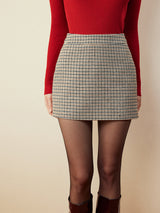 Balık Sırtı Desenli A Kesim Mini Etek