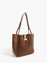 Metal Detaylı Panelli Tote Çanta