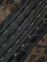 Yarı Şeffaf Leopar Desenli Korse
