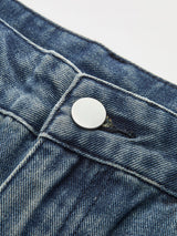 Vintage Düşük Bel Yıkanmış Geniş Paça Kot Pantolon