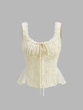 Dantel Kenarlı Çiçekli Peplum Üst