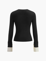 Kaburga Kontrast Manşetli Kazak