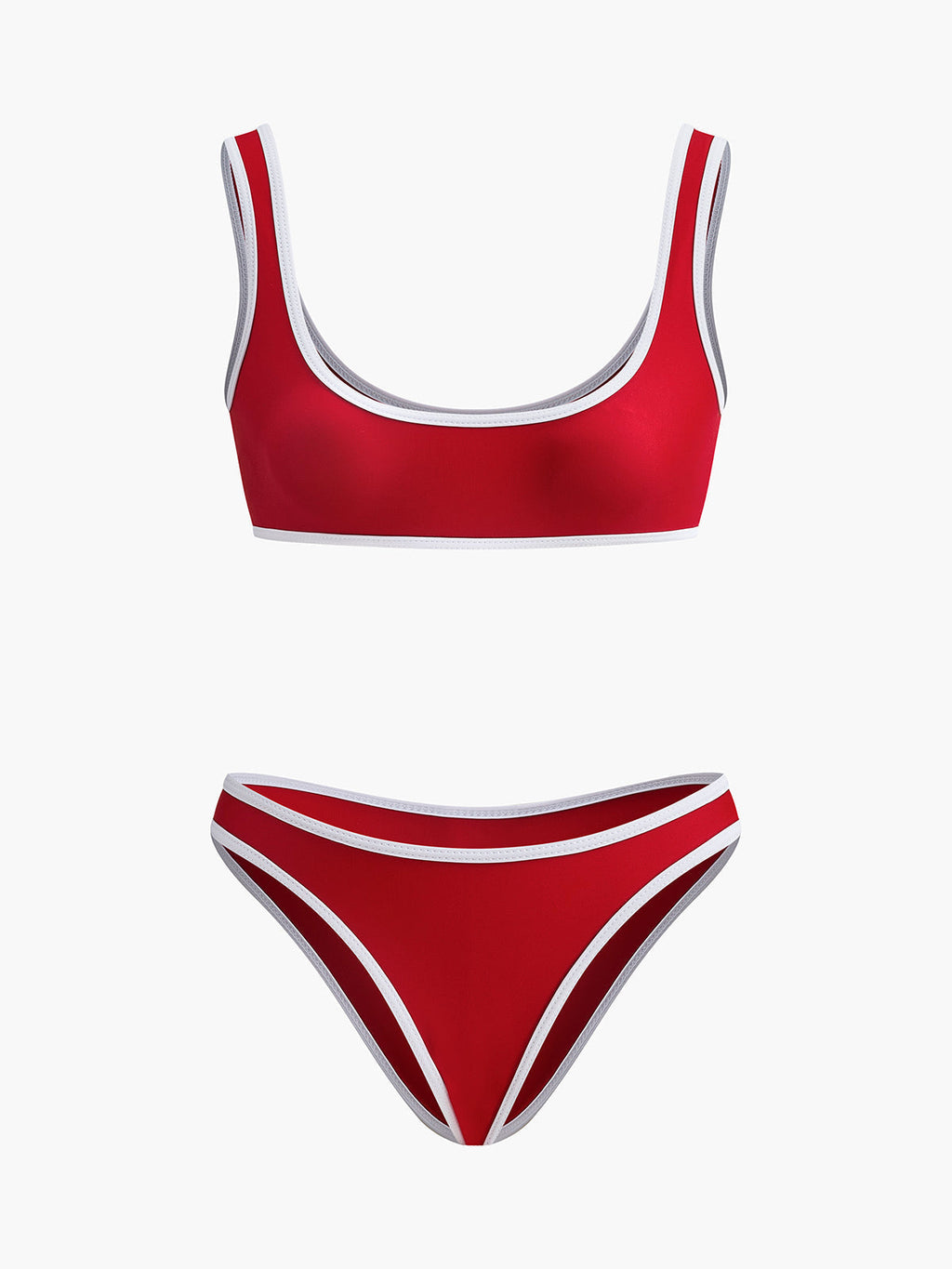 Kontrast Kesim Yuvarlak Yaka Bikini Takımı