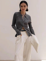 Ribbed Yaka İnce Hırka